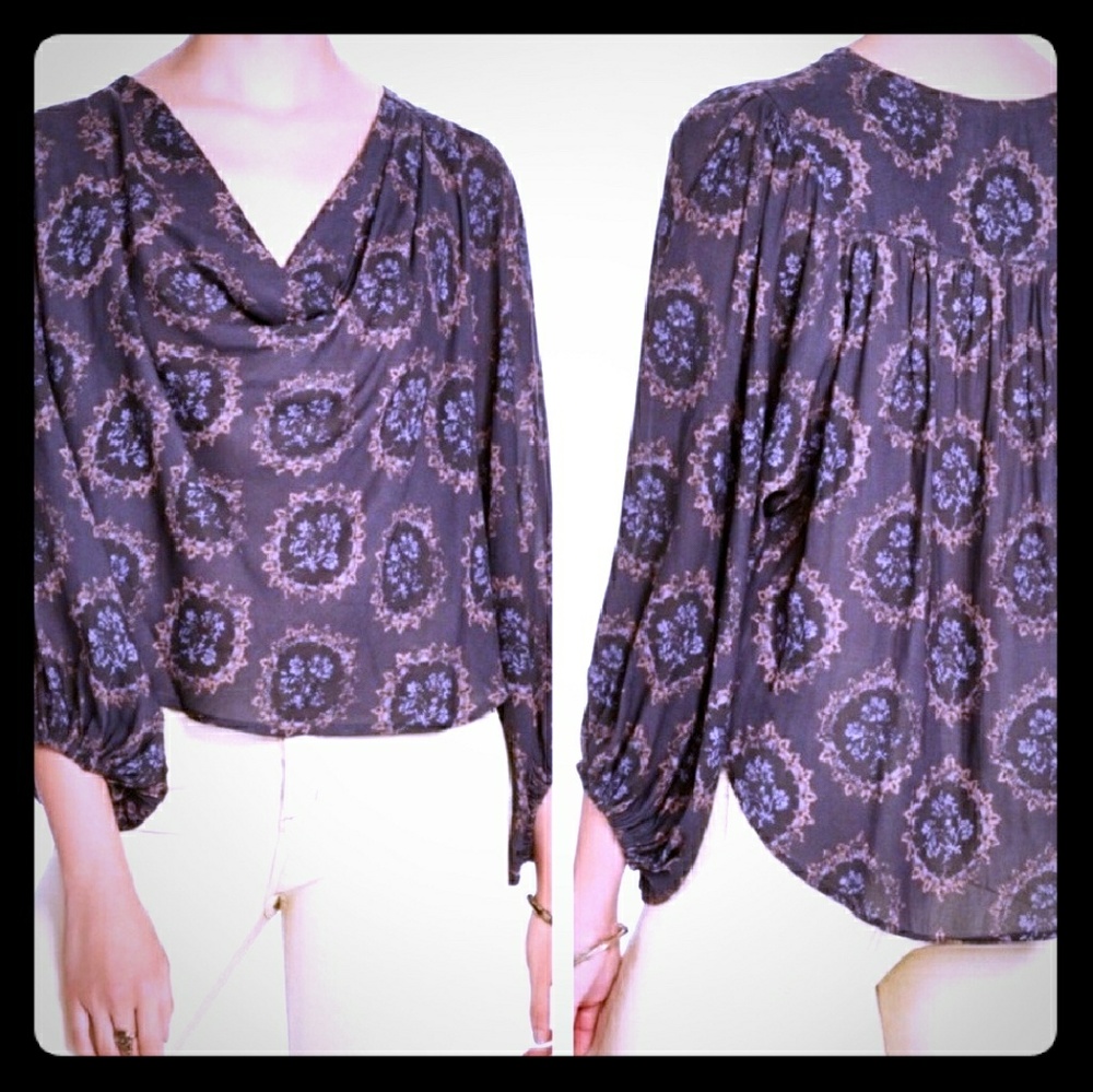 Free People Cowl Neck hi-lo blouse